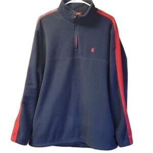 Izod Fleece Pullover Mock Collar Quarter Zip Vintage Sweatshirt with Cord Toggle